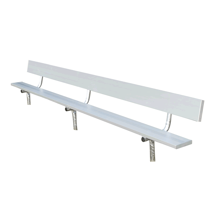 Permanent Players Bench With Steel Legs, With Backrest, In-Ground Mount