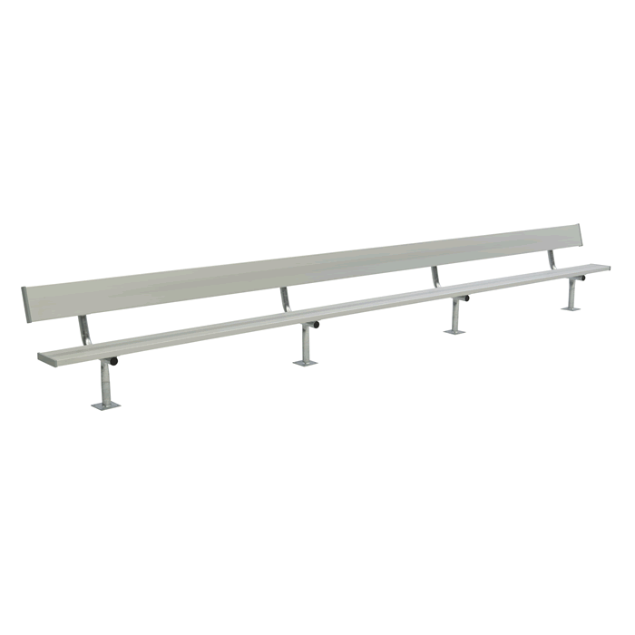 Permanent Players Bench With Steel Legs, With Backrest, In-Ground Mount
