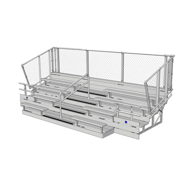 5 Row ADA Series Bleacher with Aluminum Frame and Chain-Link Guardrail