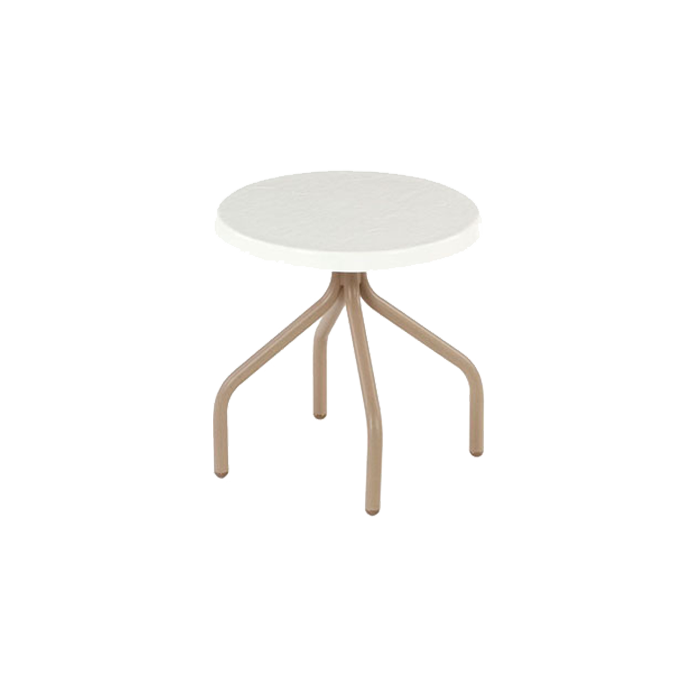 Round Fiberglass Top Side Table with Round Tube Base
