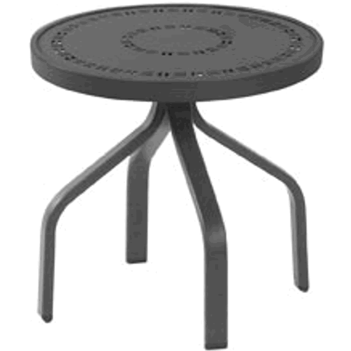 Mayan Round Punched Metal Top Table with Flat Tube Base