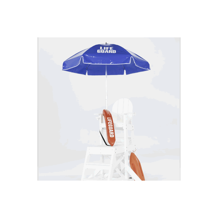 Steel Lifeguard Umbrella - Red Vinyl with "Lifeguard" Printed