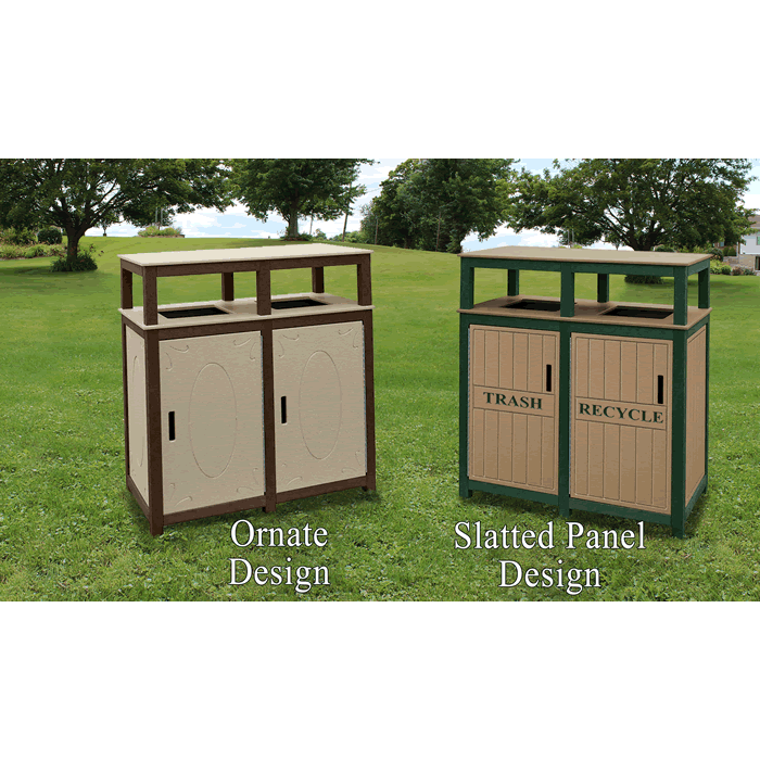 Square 2-Tone Double Bin Receptacle