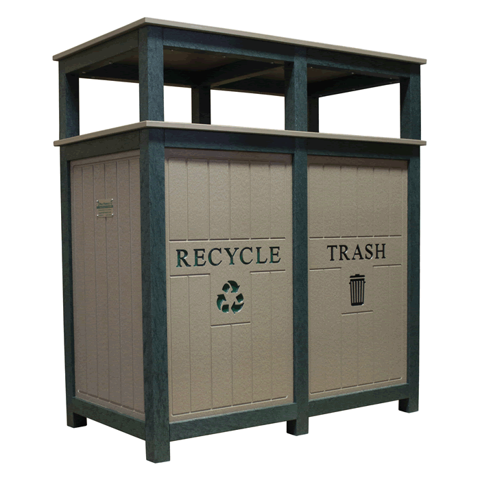 Square 2-Tone Double Bin Receptacle
