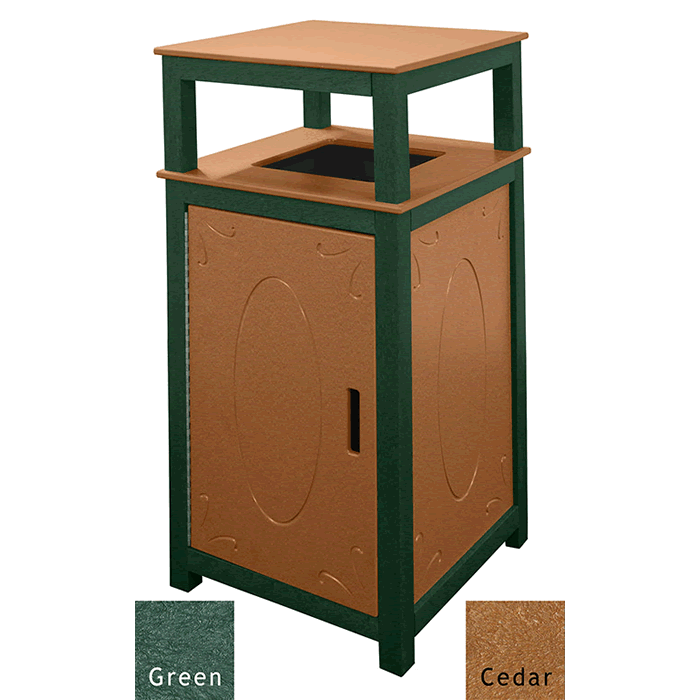 Square 2-Tone Single Bin Receptacle