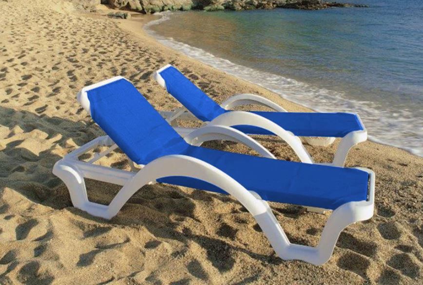 Catalina Adjustable Sling Chaise Lounge With Arms