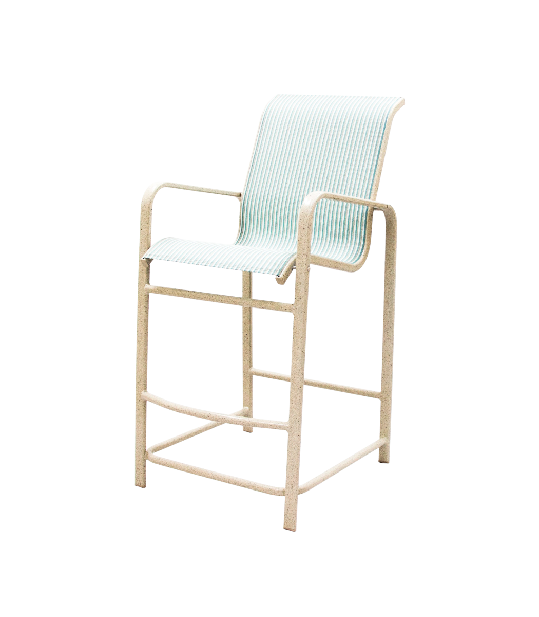 Bonaire Sling Barstool with Arms with Flat Aluminum Frame
