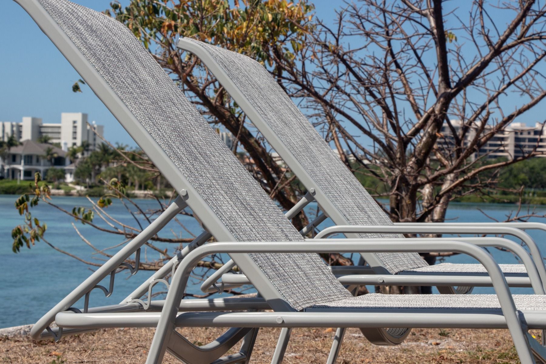 Bonaire Sling Chaise Lounge with Round Aluminum Frame