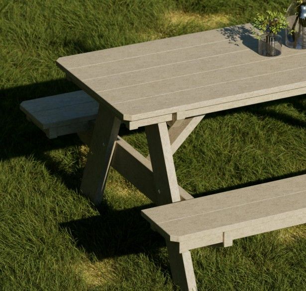 Heritage 72" Picnic Table with Attached Benches