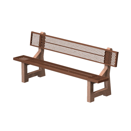 PBM Series Lakeside Concrete Bench with Metal Mesh Seat and Back