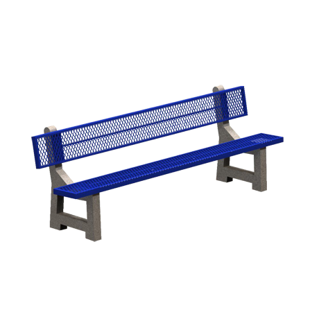 PBM Series Lakeside Concrete Bench with Metal Mesh Seat and Back