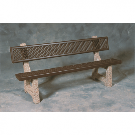 PBM Series Lakeside Concrete Bench with Metal Mesh Seat and Back