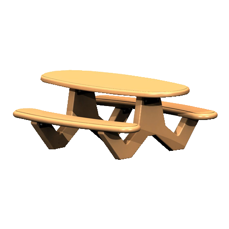 Concrete Oval Top Table with Y-Leg Base