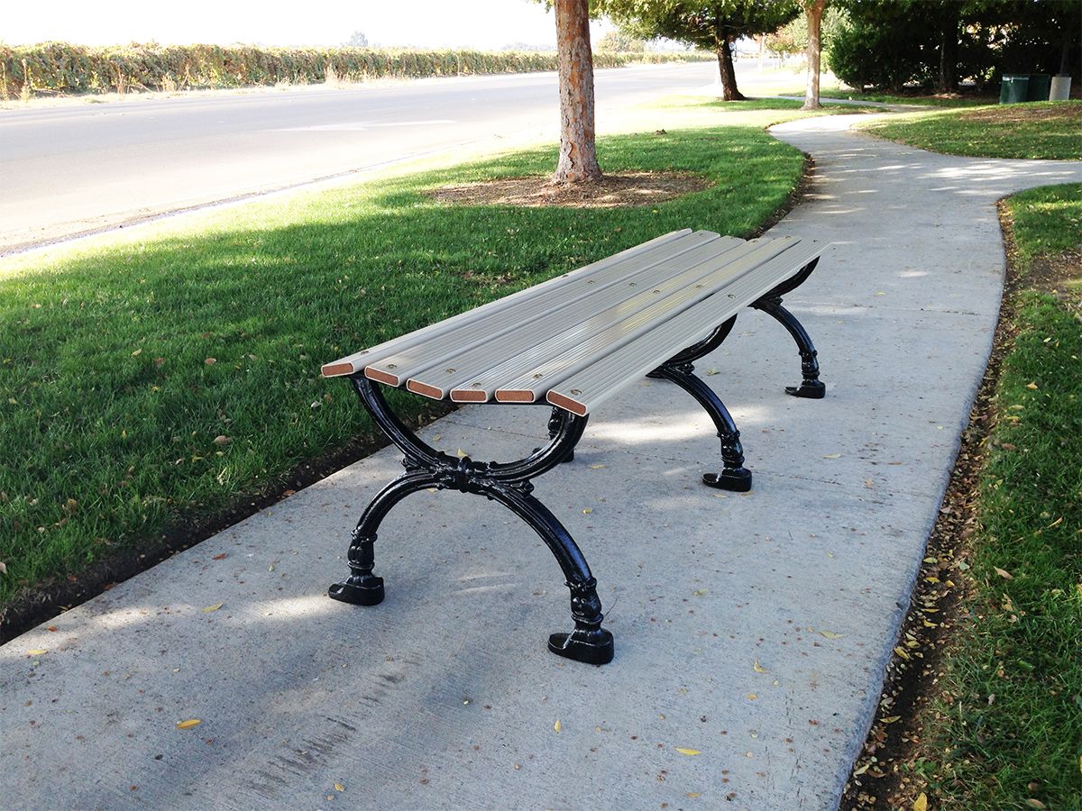 Victorian Backless Bench with Aluminum Slat Seat