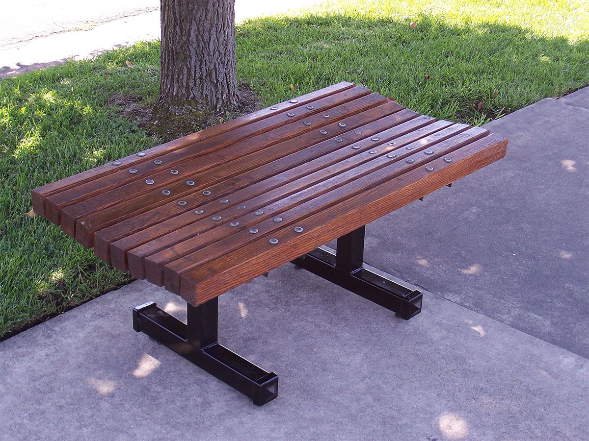 Boulevard Backless Bench with Wood Slat Seat