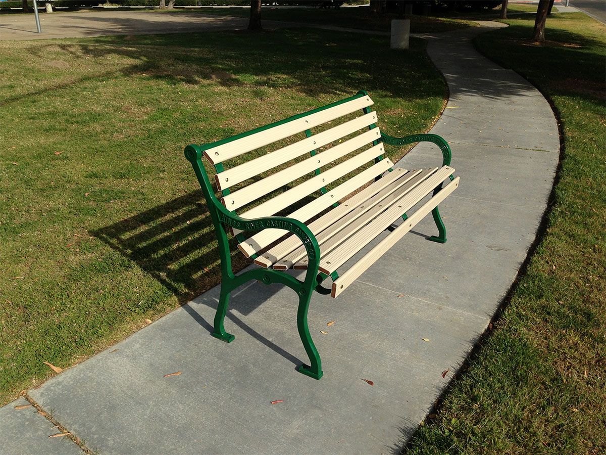 Iron Valley Slatted Bench with Aluminum Slat Seat and Back