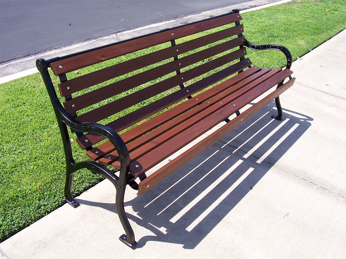 Iron Valley Slatted Bench with Recycled Plastic Slat Seat and Back