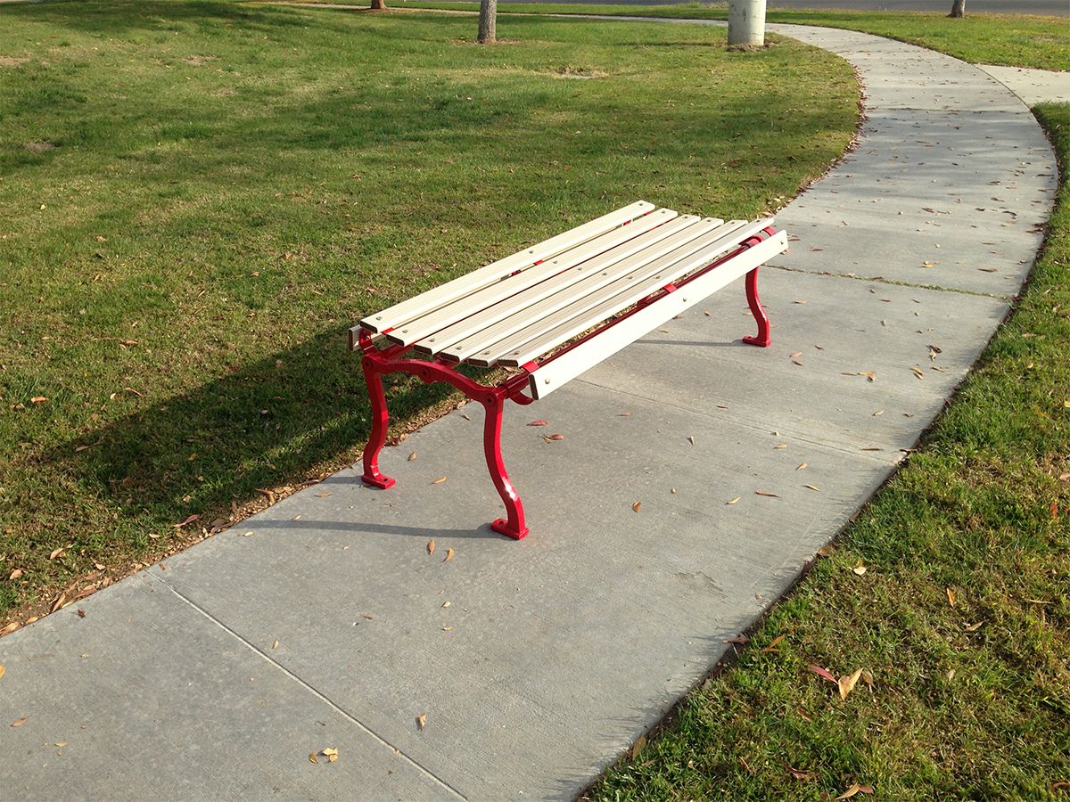 Iron Valley Slatted Backless Bench with Aluminum Slat Seat