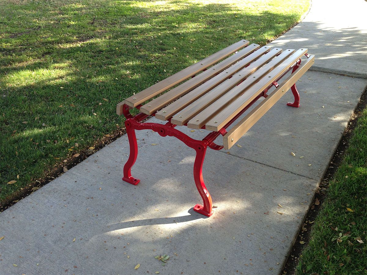 Iron Valley Slatted Backless Bench with Recycled Plastic Slat Seat