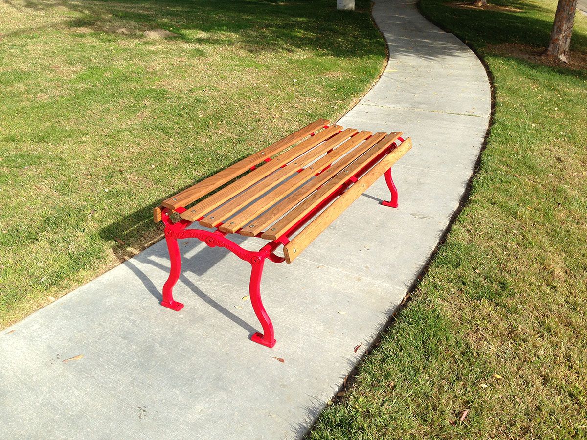 Iron Valley Slatted Backless Bench with Wood Slat Seat