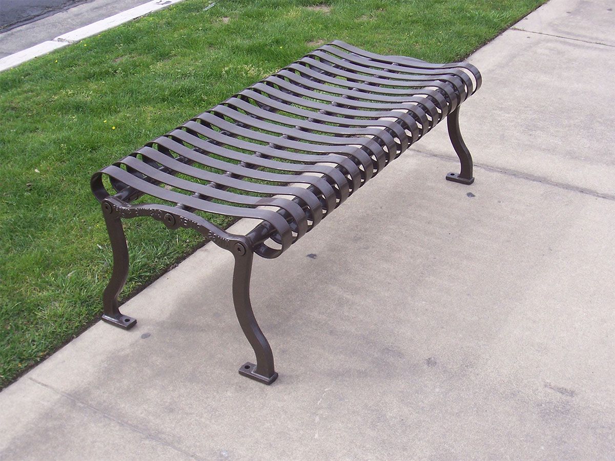 Iron Valley Backless Bench with Strap Steel Seat