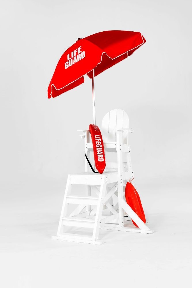 Steel Lifeguard Umbrella - Red Acrylic with "Lifeguard" Printed