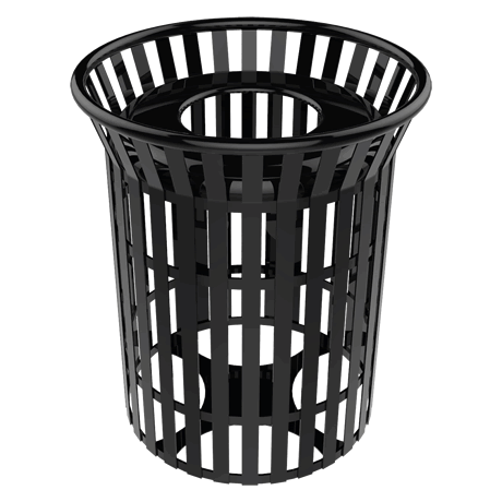 Rivendale Skyline Trash Receptacle with Flared Top, Steel Lid and Liner