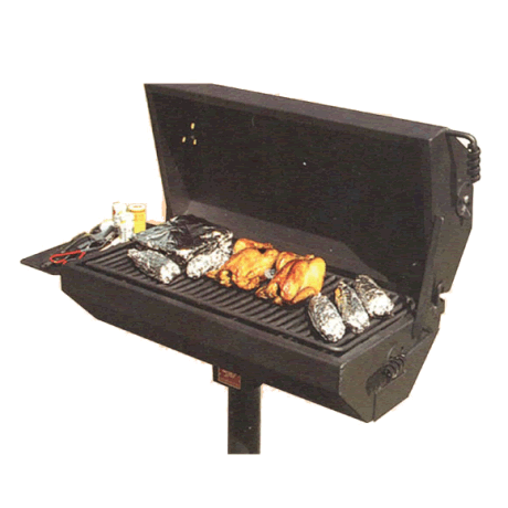 Covered Pedestal Grill with Utility Shelf