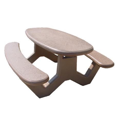 Concrete Oval Top Table with Y-Leg Base