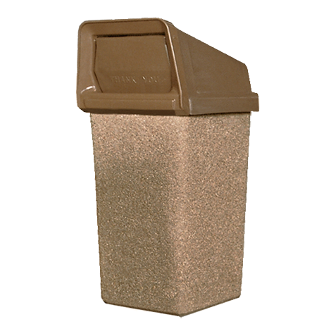 PW Series Square Concrete Trash Container with Rigid Plastic Bonnet Top