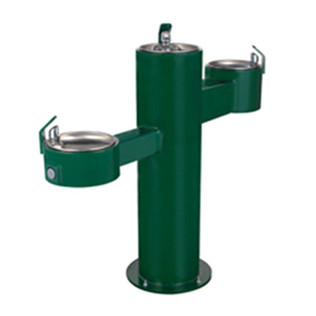 Barrier Free Round Metal Pedestal Triple Bubblers Drinking Fountain with Standard Valve System