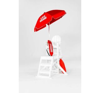 Steel Lifeguard Umbrella - Red Acrylic with 