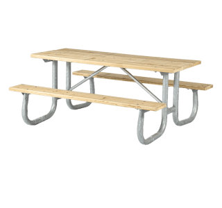 Shenandoah Welded Frame Picnic Table with Treated Southern Yellow Pine Wood Plank Top and Benches