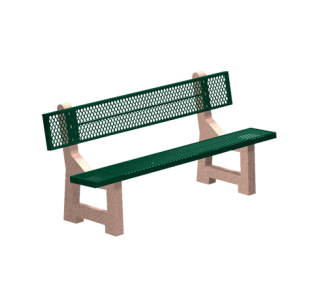 PBM Series Lakeside Concrete Bench with Metal Mesh Seat and Back