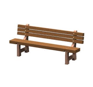 PB Series Lakeside Concrete Bench with Wood Slat Seat and Back