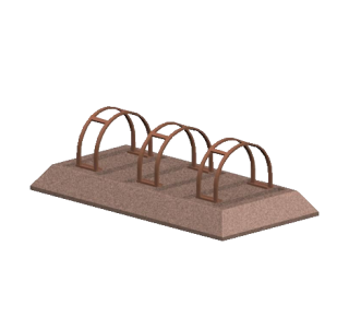 Multi-Slot Concrete Bike Rack with Rolled Bars