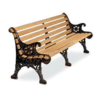 Renaissance Bench with Wood Slat Seat and Back