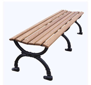 Victorian Backless Bench with Wood Slat Seat