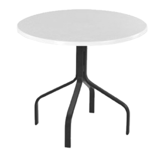 Round Fiberglass Top Dining Table with Flat Tube Base