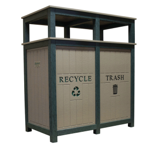 Square 2-Tone Double Bin Receptacle